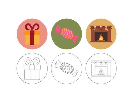 Christmas Gift Fill Outline Bundle for Holiday Design