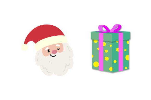Christmas Present and Santa Set Vector