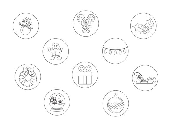 Christmas Snowman Outline Icon Bundle