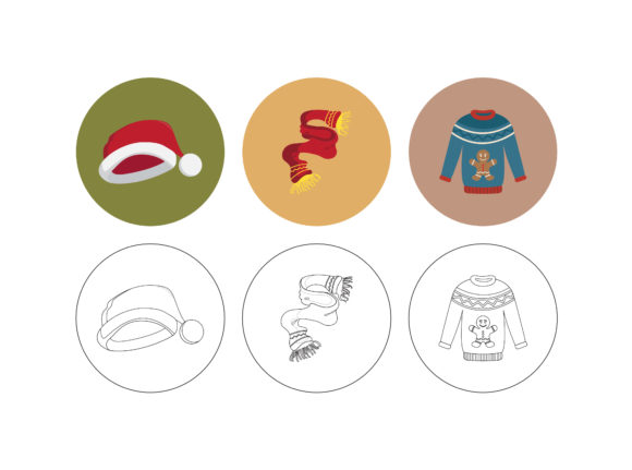 Christmas Sweater Fill Outline Bundle