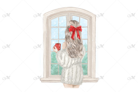 Girl in Christmas Illustration