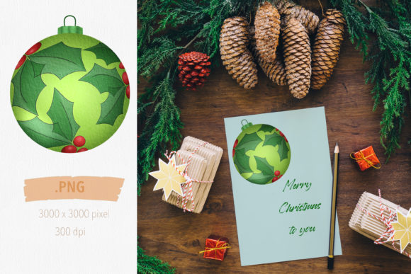 Green Christmas Leaf Ball - Illustrations