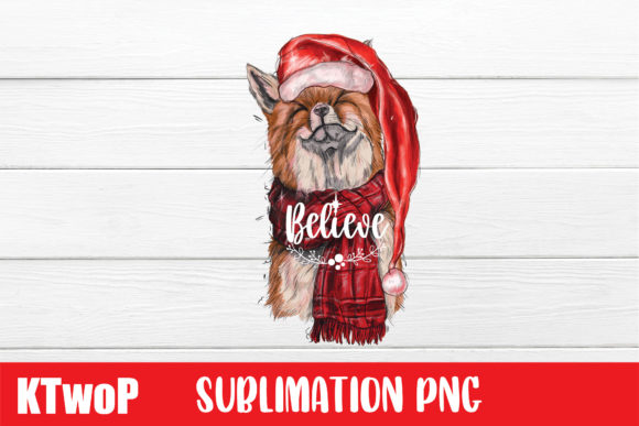 Merry Christmas Sublimation Believe Fox