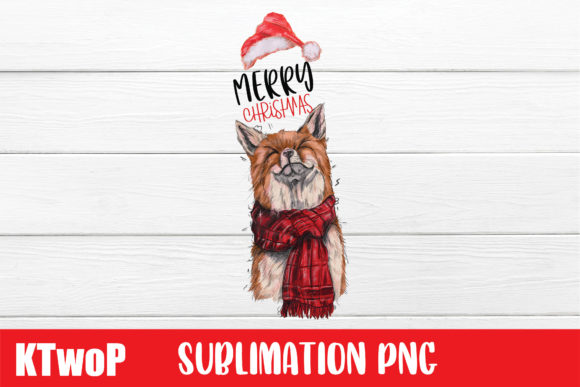 Merry Christmas Sublimation Fox Handdraw Illustrations