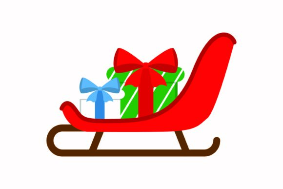 Santa’s Sled Gift Christmas Icon Illustrations