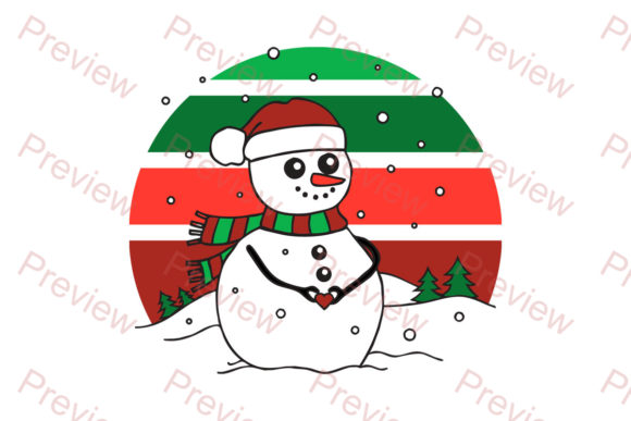 Snowman Heart Christmas Retro Sunset PNG