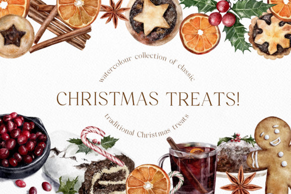 Watercolor Christmas Treats Illustrations